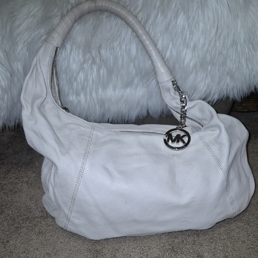 Michael Kors White Leather Hobo Bag